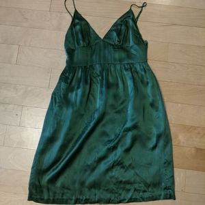 Green silk dress